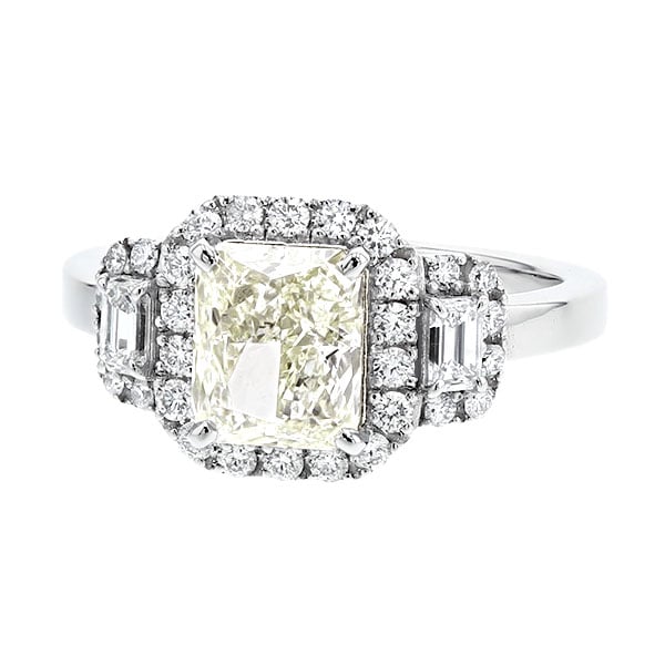 ダイヤモンド リング 2ct L VVS2 ラディアントカット プラチナ GIA