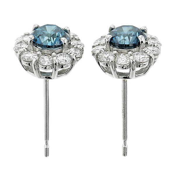 ブルーダイヤモンド ピアス 1.0ct(Total) VS1～VS2 FANCY DEEP GREEN