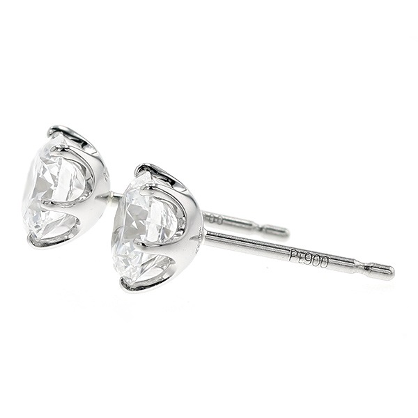 ダイヤモンド ピアス 一粒 2ct(Total) K VS2 3EX H&C プラチナ 中央