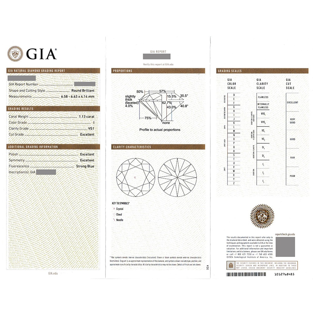 ダイヤモンド ネックレス 一粒 1ct I VS13EX プラチナ 中央宝石研究所・GIA 鑑定書付 【R】