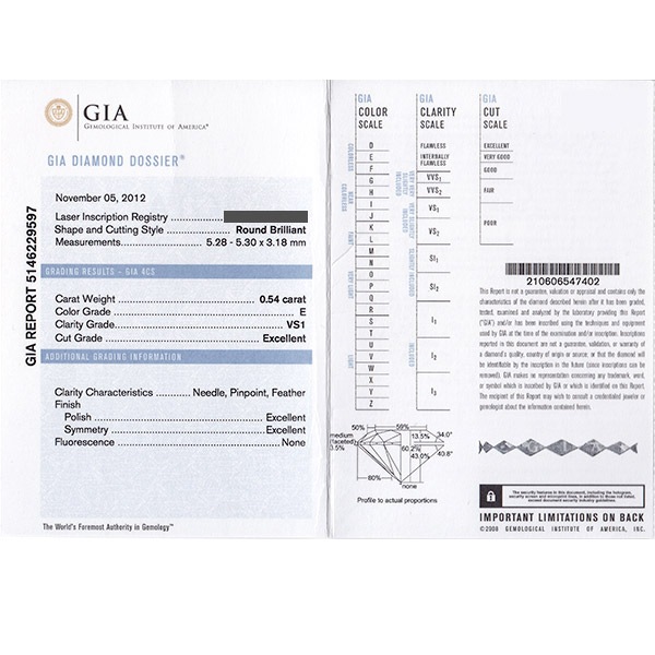 ハリーウィンストン/HWリング【中古】0.54ct VS1-E-EXCELLENT プラチナ