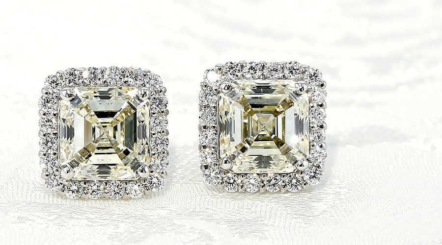 ダイヤモンド ピアス 2ct(Total) M VS2～SI1 スクエア エメラルド