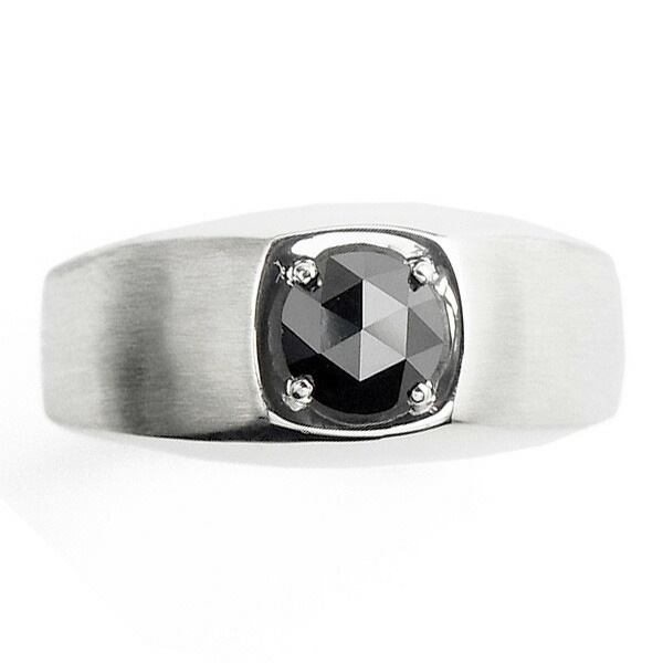 ブラックダイヤモンド メンズリング 0.6～0.7ct ローズカット プラチナ