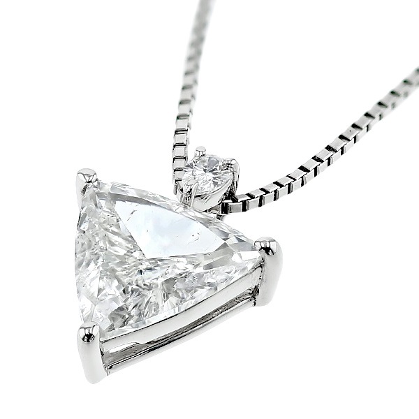 ダイヤモンド ネックレス 一粒 1ct G SI2 トリリアントカット プラチナ