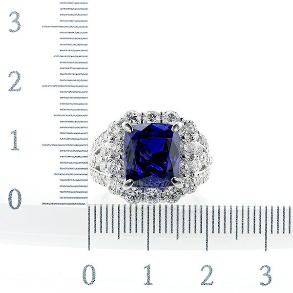 タンザナイト リング 7.866ct クッションカット プラチナ