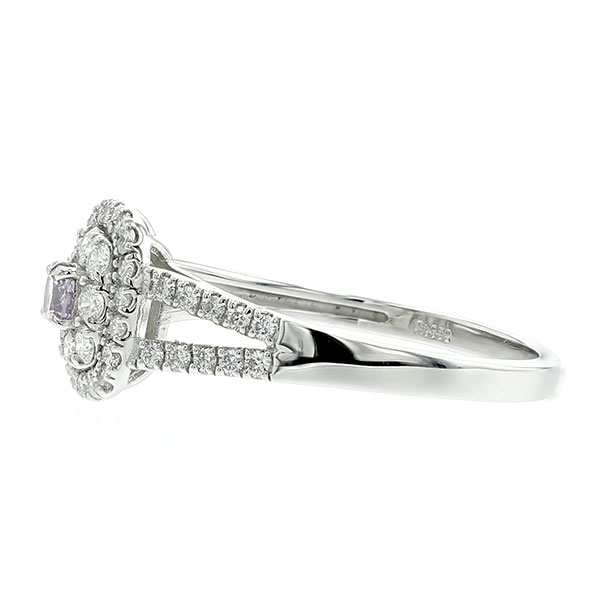 天然ピンクダイヤモンド リング 0.074ct SI2-FANCY PINK PURPLE 