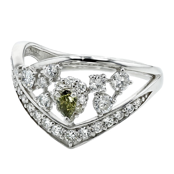 カメレオンダイヤモンド リング 0.091ct SI2 FANCY DARK GRAY