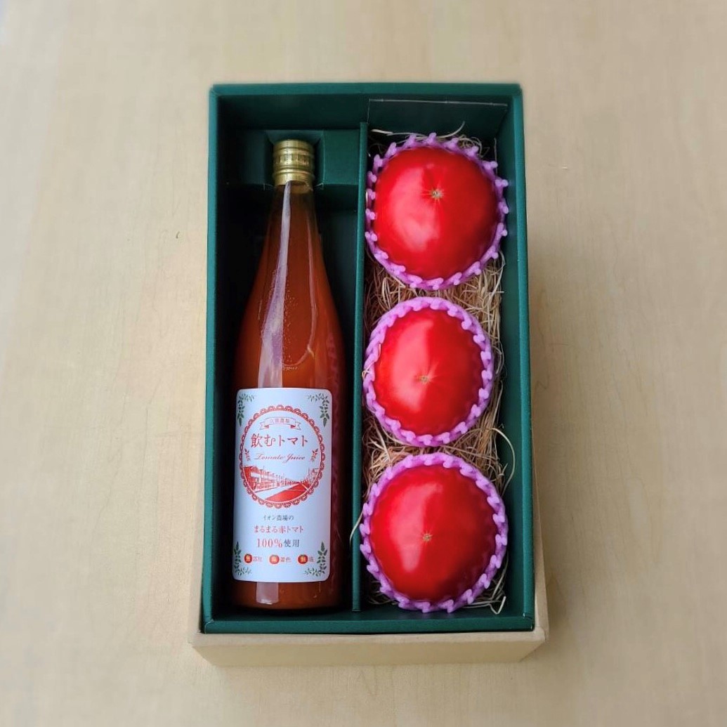 【埼玉久喜よりお届け】飲むトマト 720ml とまるまる赤トマト3個セット(送料全国500円)