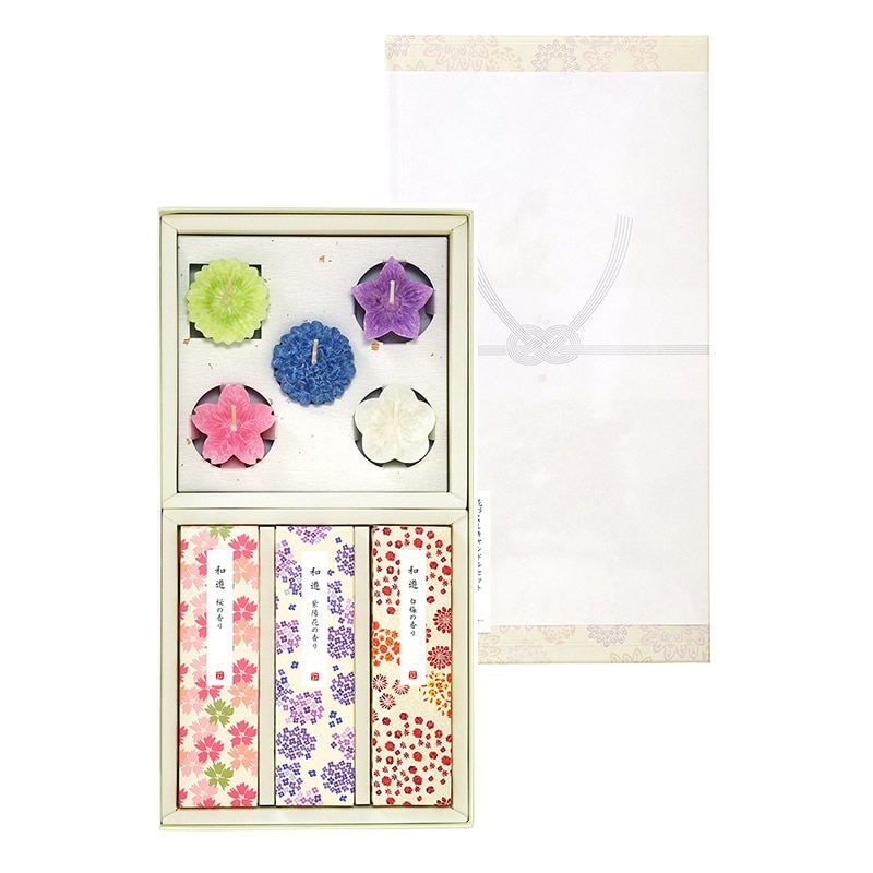 進物 和遊 花づくしキャンドルセット【のし付】