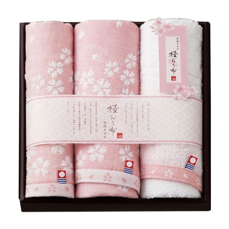 桜おり布 フェイスタオル2P、ハンドタオル