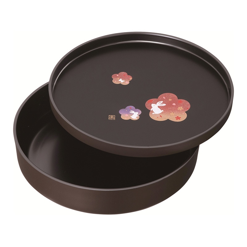 紀州塗 花舞うさぎ 盆付菓子鉢