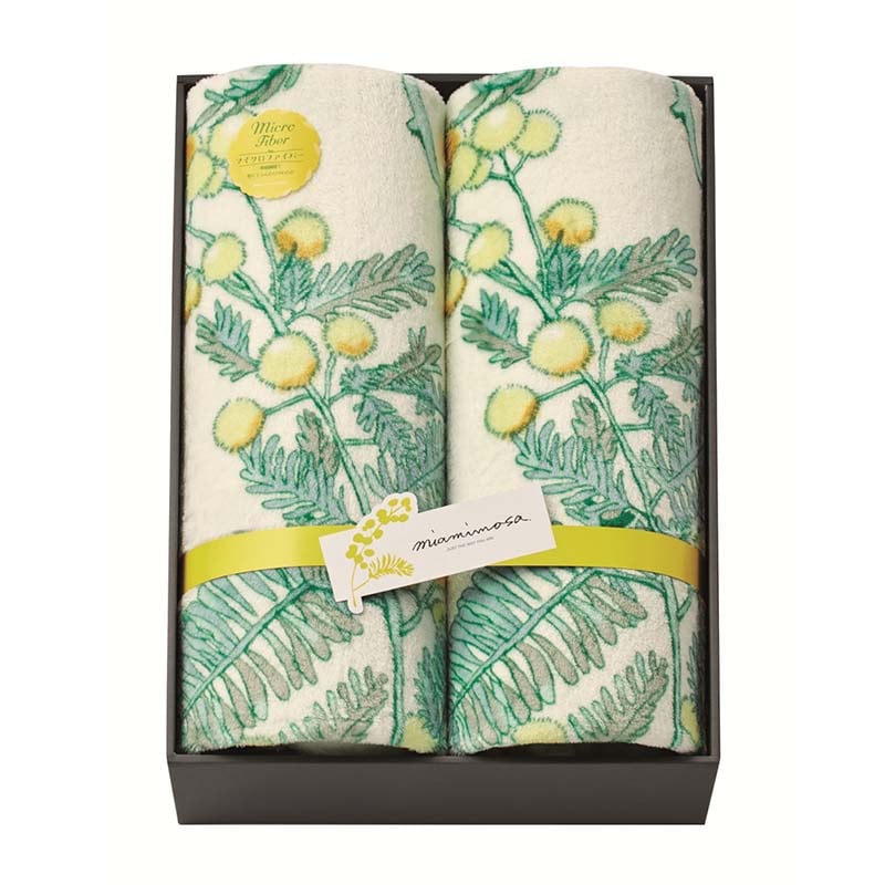 ミアミモザ プリントマイクロファイバー毛布2P