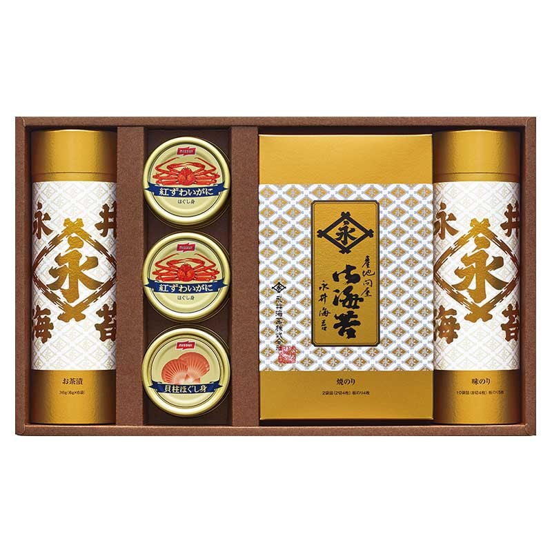 永井海苔 海苔・カニ缶・貝柱缶詰合せ
