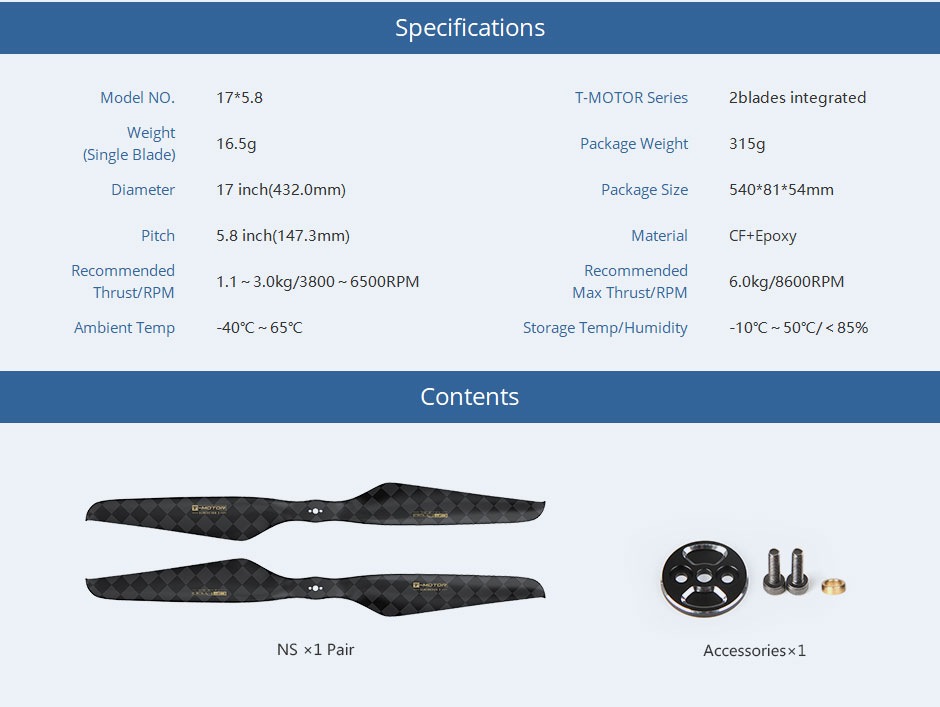 T-MOTOR NS17��5.8 Prop-2PCS/PAIR