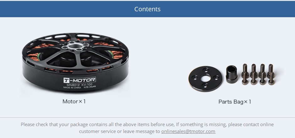T-MOTOR Antigravity  MN8012 KV100