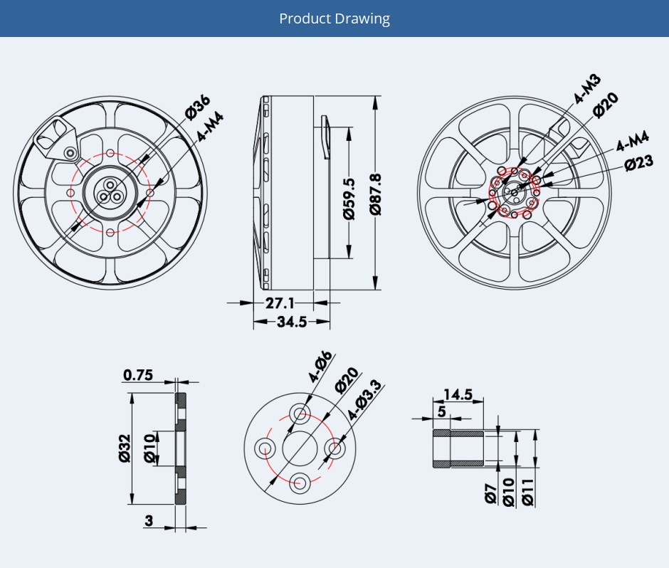 T-MOTOR Antigravity  MN8017 KV120/140/160