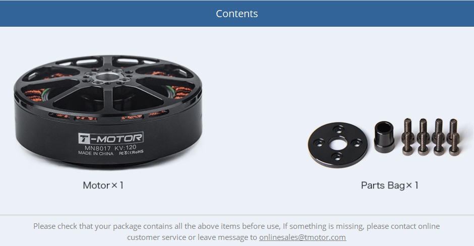 T-MOTOR Antigravity  MN8017 KV120/140/160