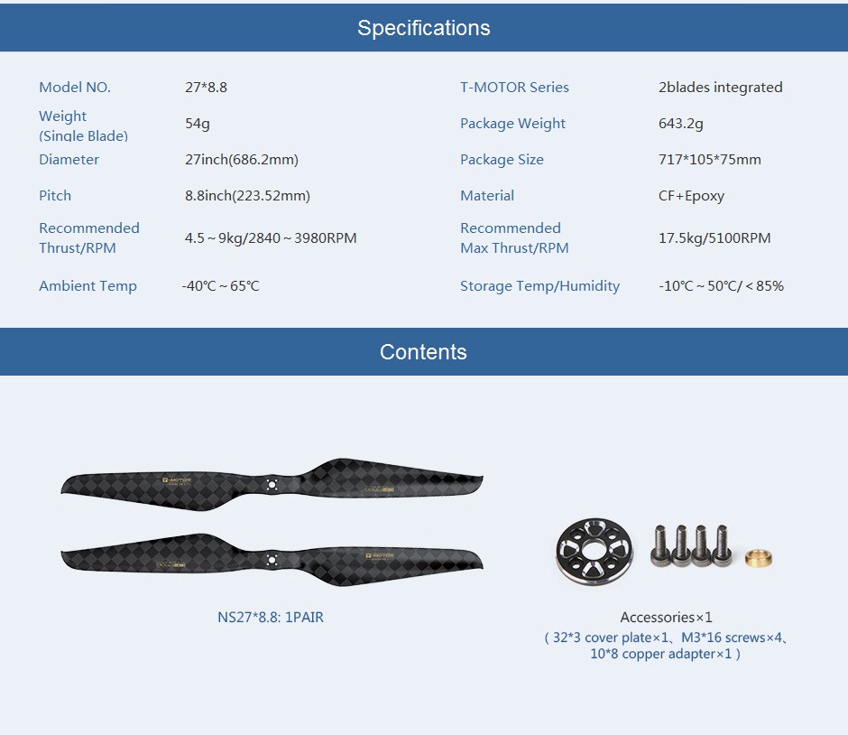 T-MOTOR NS27��8.8 Prop-2PCS/PAIR