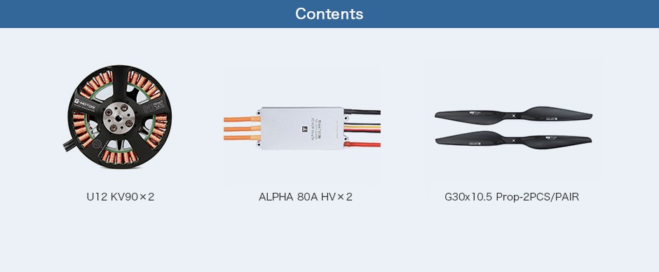 T-MOTOR Alpha Optimal Pack��U12 KV90+Alpha 80A HV+G30��10.5