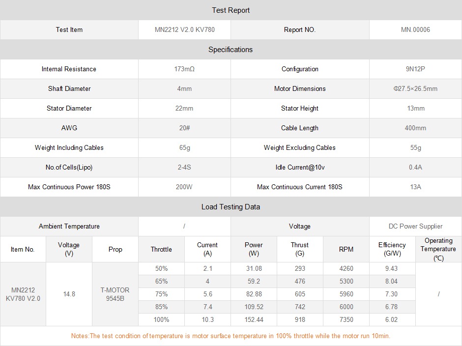 T-MOTOR MN2212 KV780/920-V2.0