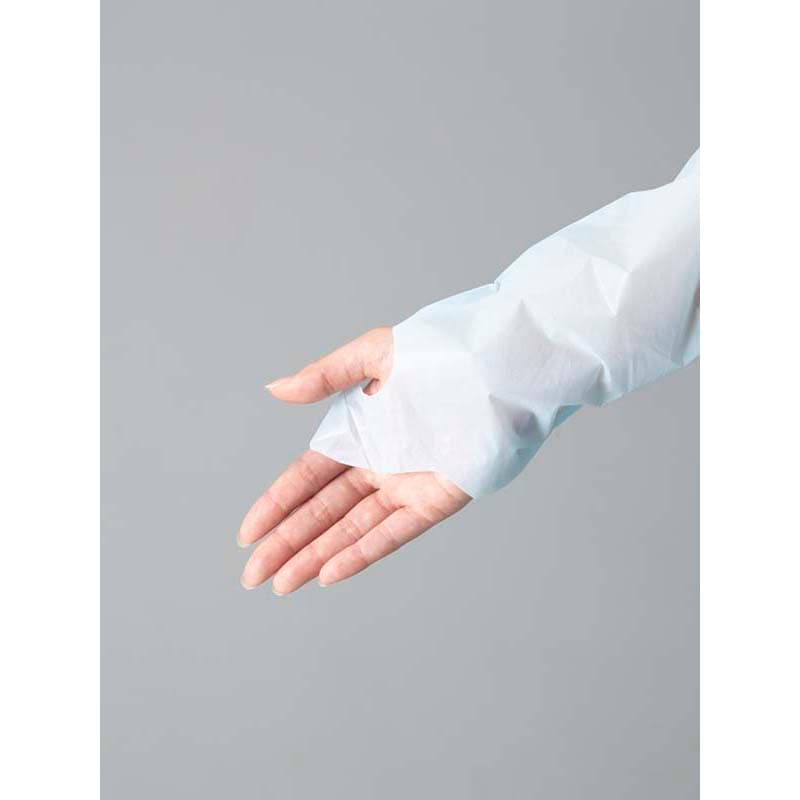 イワツキ プラスチックエプロン 袖付ブルー(指掛タイプ) 20枚入り