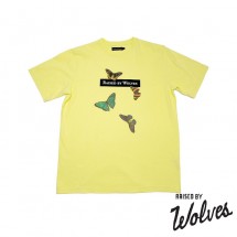 【RAISED BY WOLVES/レイズドバイウルブス】BUTTERFLIES TEE Tシャツ / LIME ライムイエロー 黄色