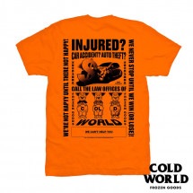 【COLD WORLD FROZEN GOODS/コールドワールドフローズングッズ】PERSONAL INJURY T-SHIRT Ｔシャツ / ORANGE オレンジ|Tシャツ|COLD WORLD