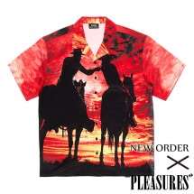 【PLEASURES/プレジャーズ×NEW ORDER/ニュー・オーダー】REGRET BUTTON DOWN 半袖シャツ / RED レッド 赤|半袖シャツ|PLEASURES