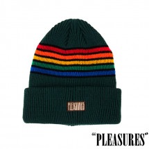【PLEASURES/プレジャーズ】ISLAND STRIPED BEANIE ニット帽 / GREEN グリーン 緑|帽子|PLEASURES