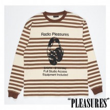 【PLEASURES/プレジャーズ】CHILLER STRIPED THERMAL SHIRT サーマルシャツ / TAN タン ベージュ|長袖Tシャツ|PLEASURES
