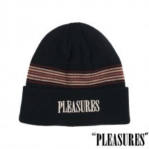 【PLEASURES/プレジャーズ】WANDER STRIPED BEANIE ニット帽 / BLACK|帽子|PLEASURES
