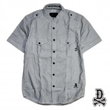 【DISSIZIT/ディスイズイット】EPAULETTE NARROW STRIPE SS SHIRT 半袖シャツ / BLACK ブラック|半袖シャツ|DISSIZIT