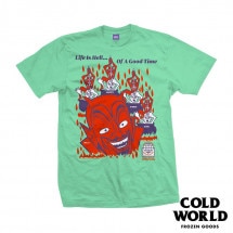 【COLD WORLD FROZEN GOODS/コールドワールドフローズングッズ】FREE HEAT TEE Tシャツ / ISLAND REEF GREEN グリーン|Tシャツ|COLD WORL