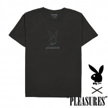 【PLEASURES/プレジャーズ×PLAYBOY/プレイボーイ】ENTERTAINMENT PIGMENT DYE T-SHIRT Tシャツ / BLACK ブラック 黒|Tシャツ|PLEASURE