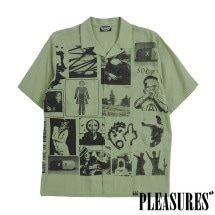 【PLEASURES/プレジャーズ】CHOICES CAMP COLLAR BUTTON DOWN 半袖シャツ / GREEN|半袖シャツ|PLEASURES