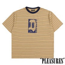 【PLEASURES/プレジャーズ】FORESIGHT STRIPED SHIRT Tシャツ / TAN タン|Tシャツ|PLEASURES
