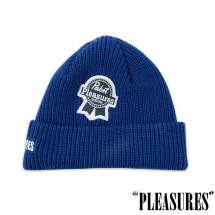 【PLEASURES/プレジャーズ×PABST BLUE RIBBON/パブストブルーリボン】PBR BEANIE ニット帽 / ROYAL|帽子|PLEASURES