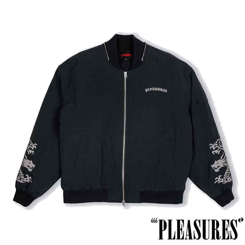 PLEASURES ブラック ナイロンジャケット プレジャーズ メンズ 