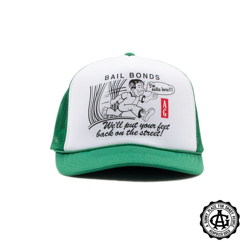 【ACAPULCO GOLD/アカプルコ ゴールド】BAIL BOND TRUCKER CAP キャップ / GREEN/WHITE ...