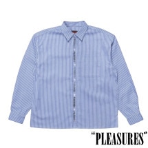 【PLEASURES/プレジャーズ】IMPACT BUTTON UP 長袖シャツ / BLUE