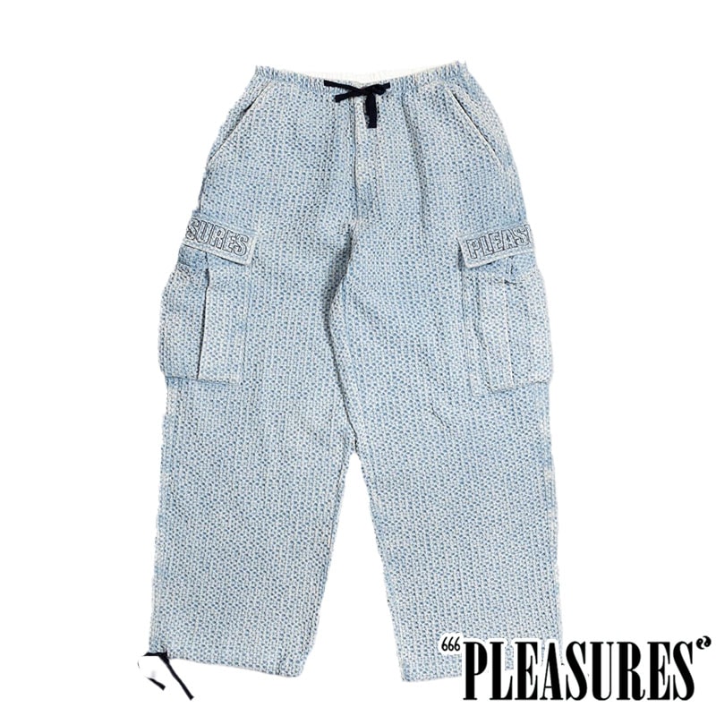 [Pleasures] プレジャーズ トラックパンツ Track Pants PLEASURES/プレジャーズ】KNITTED INDIGO CARGO PANTS カーゴ