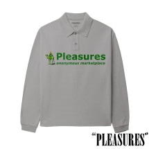 【PLEASURES/プレジャーズ】EXCHANGE POLO LONG SLEEVE ポロシャツ / GREY|ポロシャツ|PLEASURES