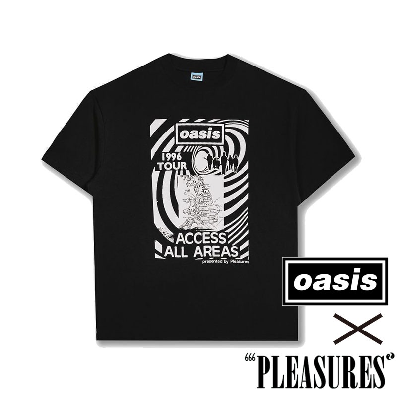 PLEASURES/プレジャーズ×OASIS】ALL ACCESS T-SHIRT Tシャツ / BLACK