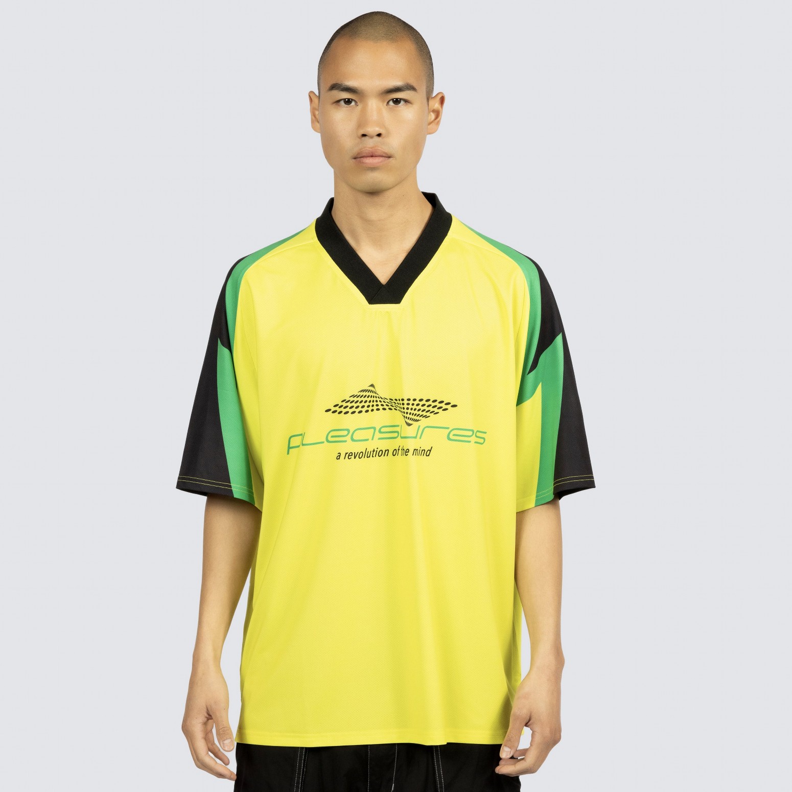 ��PLEASURES/�ץ쥸�㡼����MIND SOCCER JERSEY T����� / LIME