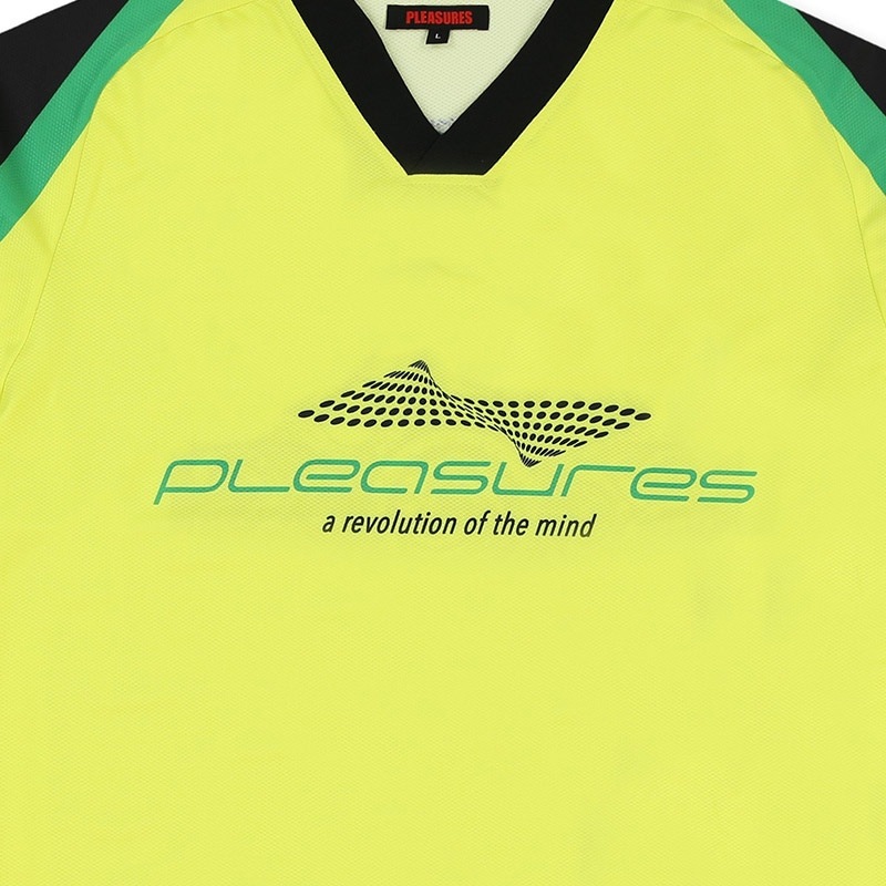 ��PLEASURES/�ץ쥸�㡼����MIND SOCCER JERSEY T����� / LIME