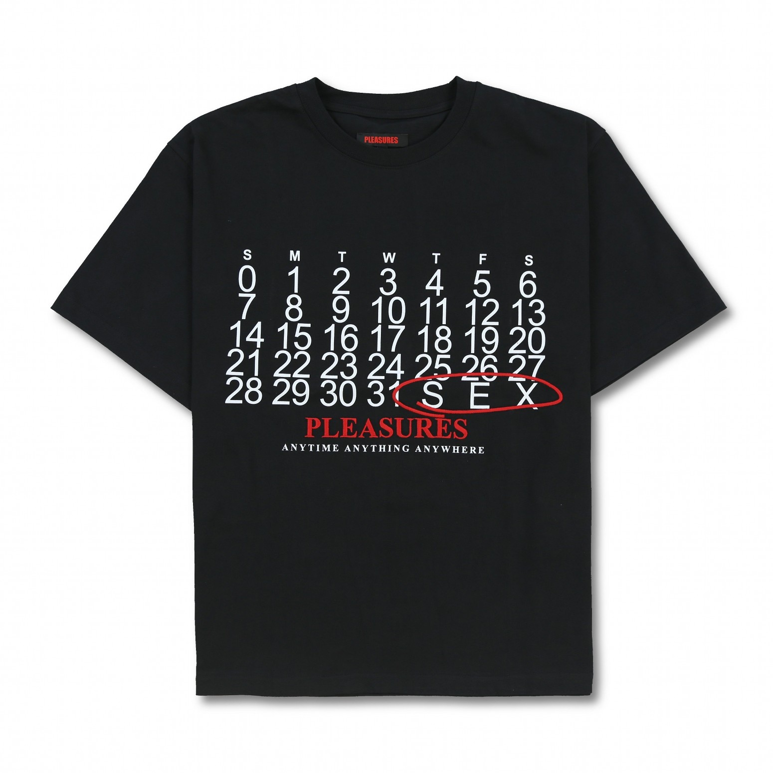 PLEASURES/ץ쥸㡼CALENDAR HEAVYWEIGHT T-SHIRT T / BLACK