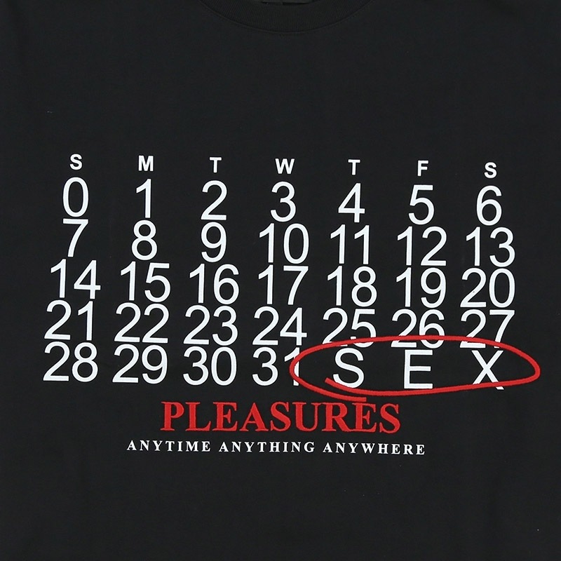 PLEASURES/ץ쥸㡼CALENDAR HEAVYWEIGHT T-SHIRT T / BLACK