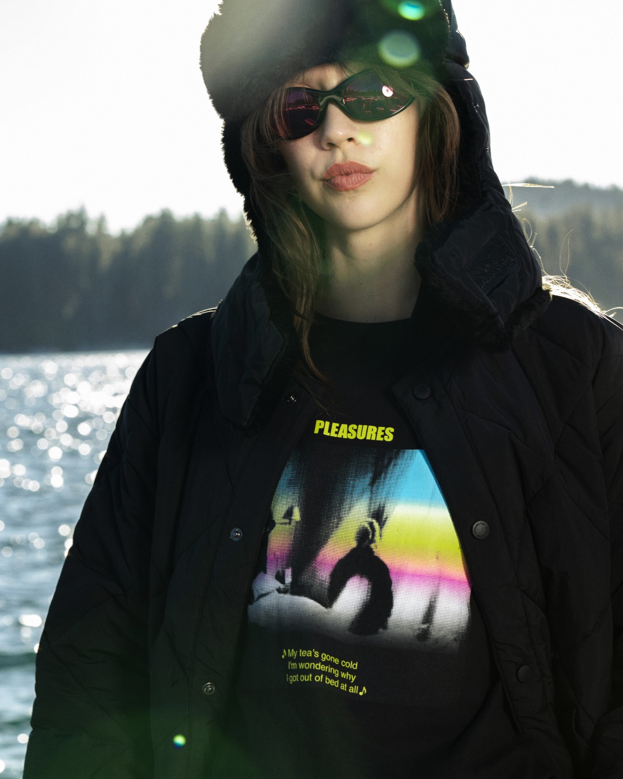 ��PLEASURES/�ץ쥸�㡼����WINDOW T-SHIRT T����� / BLACK