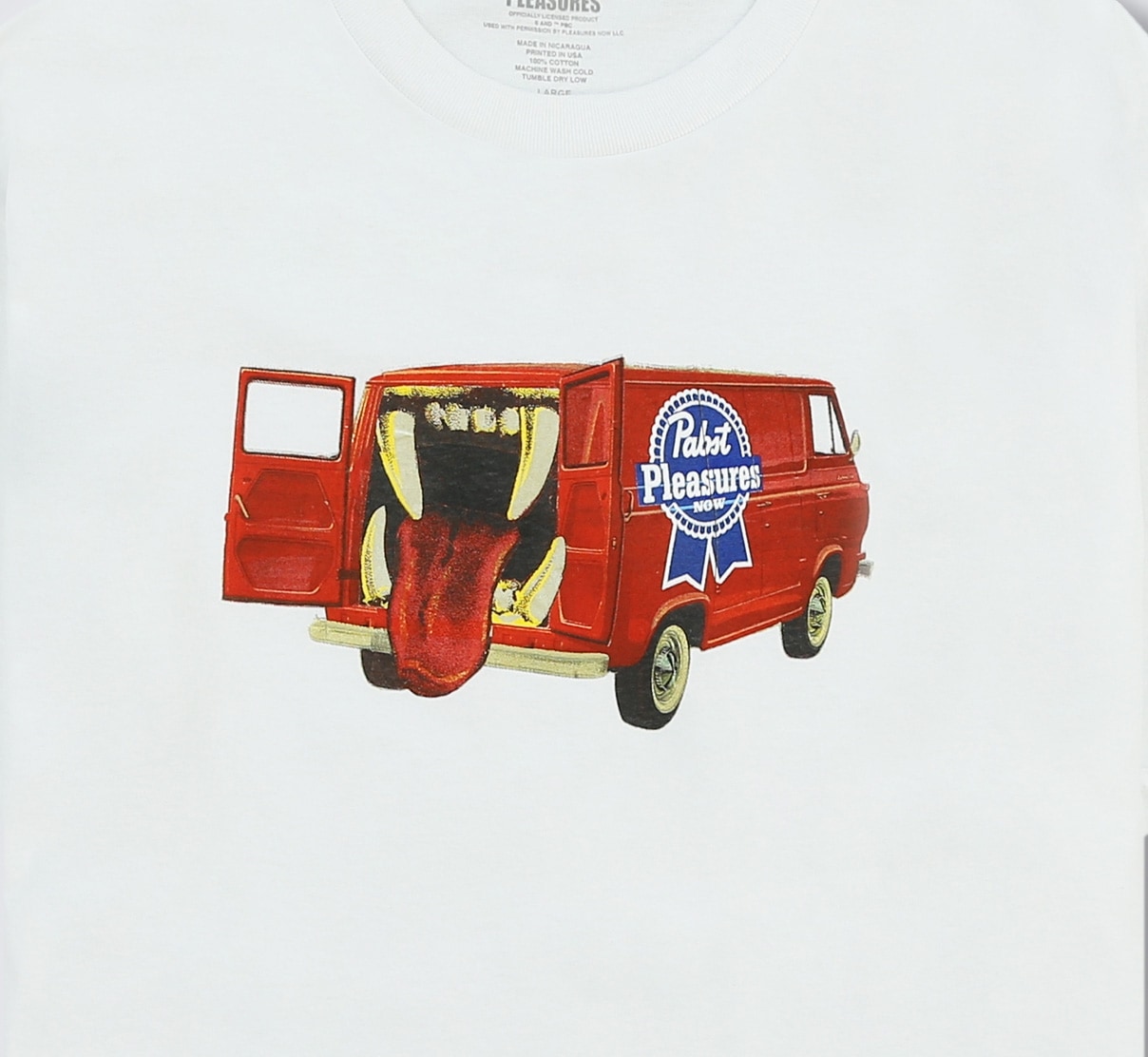 ��PLEASURES/�ץ쥸�㡼����PABST BLUE RIBBON/�ѥ֥��ȥ֥롼��ܥ��BEER VAN T-SHIRT T����� / WHITE