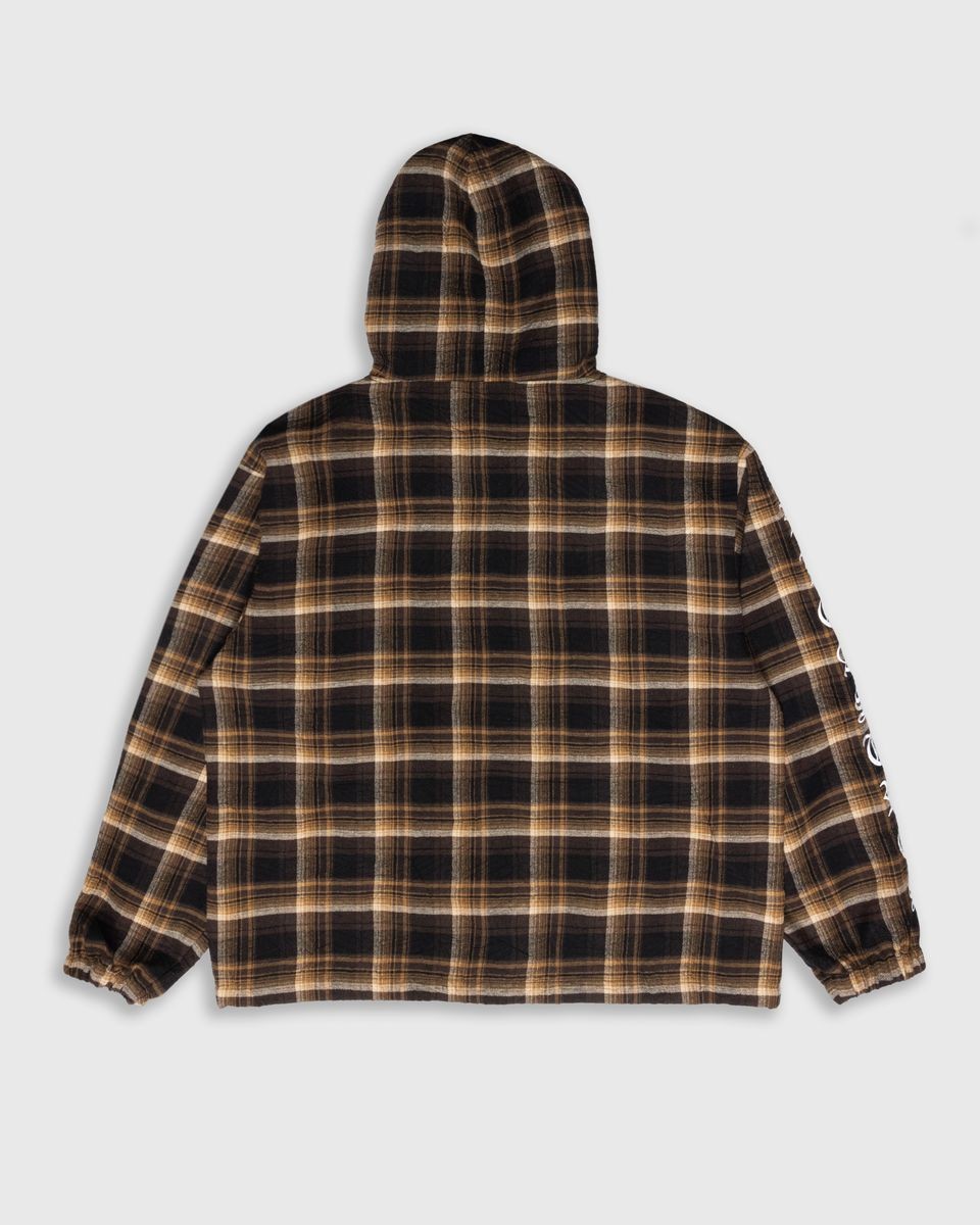 ��PLEASURES/�ץ쥸�㡼����GROOVE ZIP PONCHO HOODIE �ѡ����� / BROWN PLAID